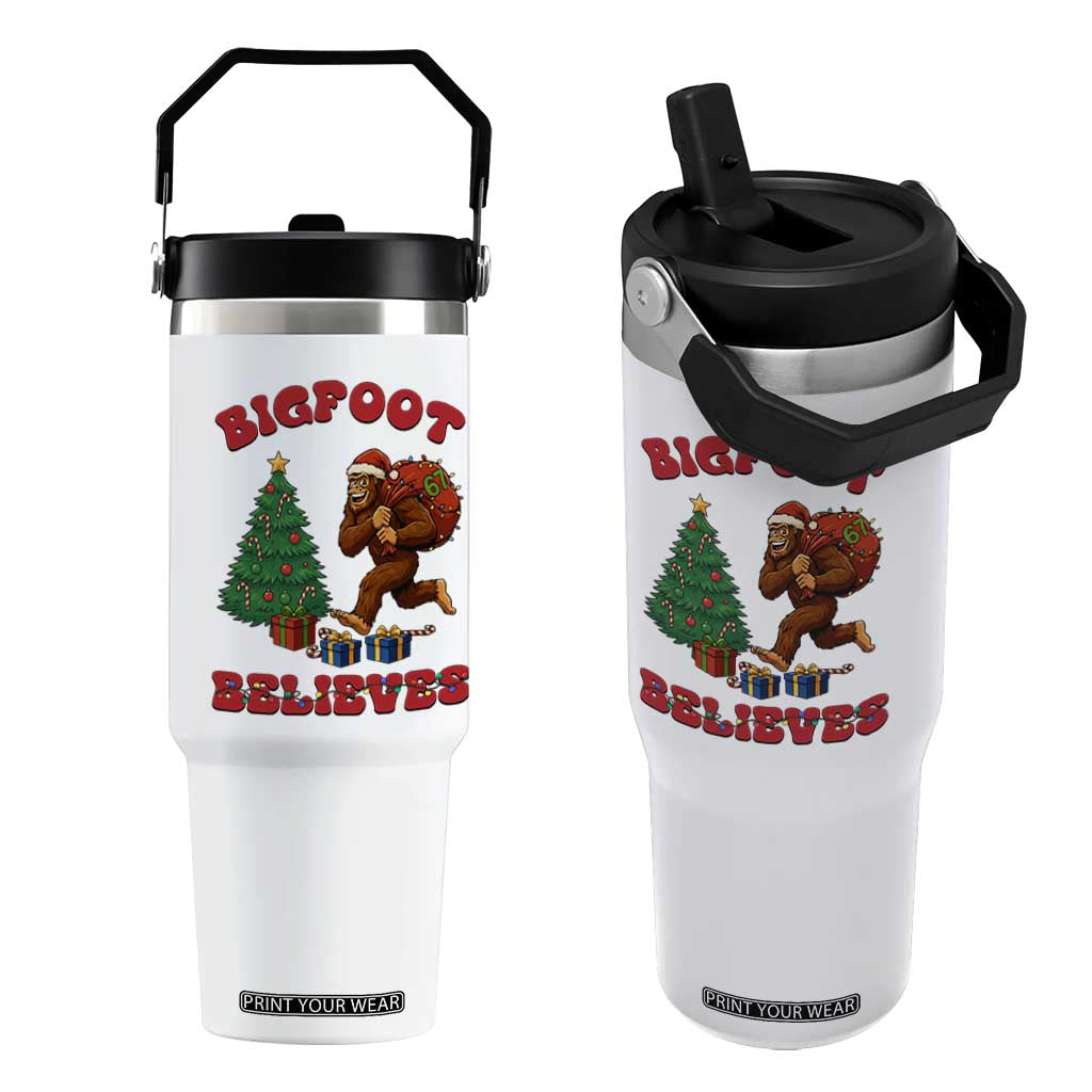 Funny Bigfoot Santa Believes Six Seven Meme Flip Straw Tumbler Trendy Gen Z Xmas Gift TS12 One Size: 30 oz White Print Your Wear