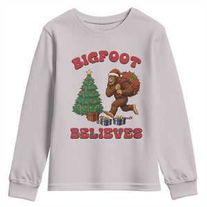 Funny Bigfoot Santa Believes Six Seven Meme Youth Sweatshirt Trendy Gen Z Xmas Gift TS12 Ice Gray Print Your Wear