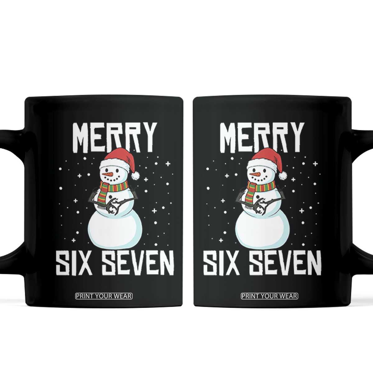 Funny Snowman Merry Six Seven Meme Coffee Mug Christmas Trending 67 Gift TS12 Black Print Your Wear