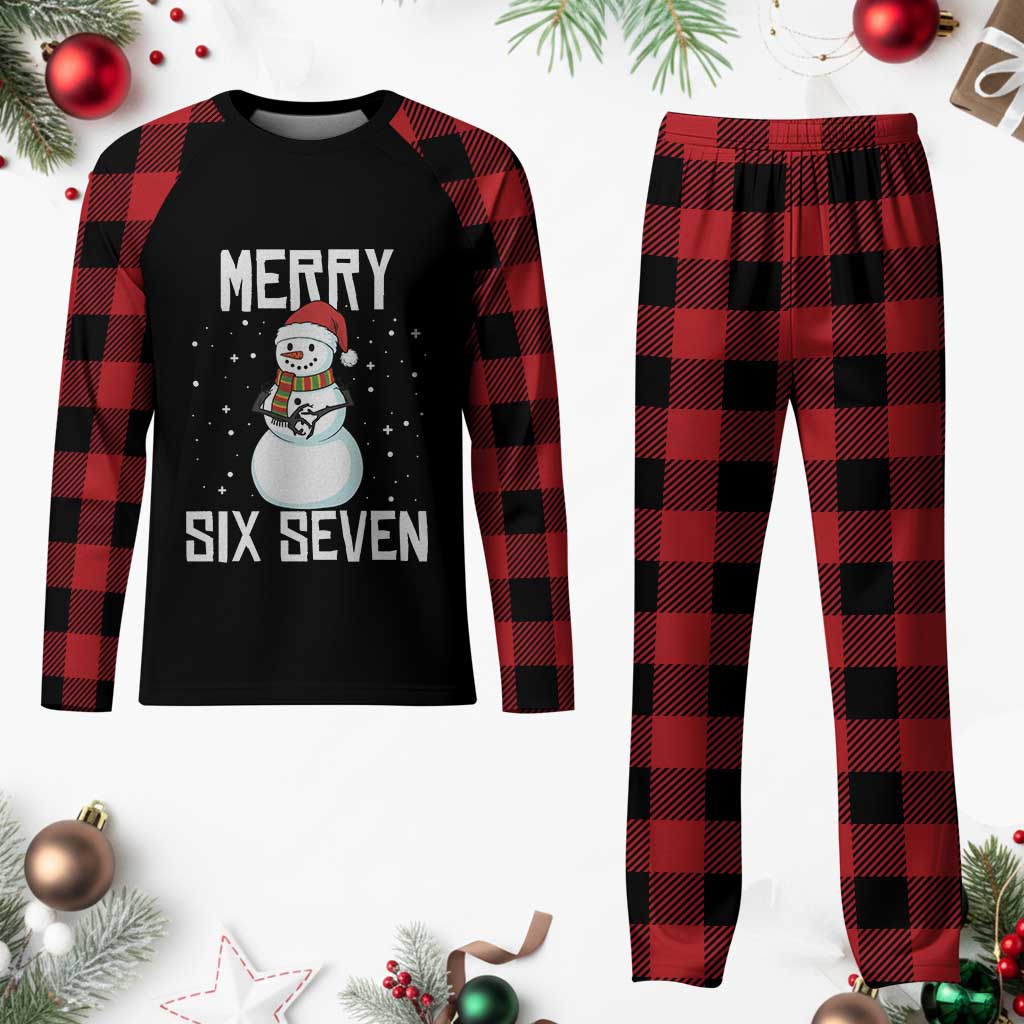 Funny Snowman Merry Six Seven Meme Plaid Pajama Set Christmas Trending 67 Gift TS12 Buffalo Plaid Print Your Wear