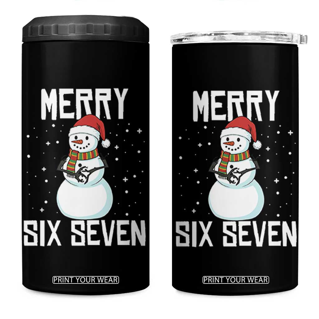 Funny Snowman Merry Six Seven Meme 4 in 1 Can Cooler Tumbler Christmas Trending 67 Gift TS12 One Size: 16 oz Black Print Your Wear