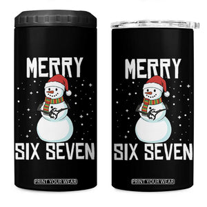 Funny Snowman Merry Six Seven Meme 4 in 1 Can Cooler Tumbler Christmas Trending 67 Gift TS12 One Size: 16 oz Black Print Your Wear