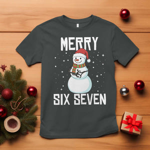 Funny Snowman Merry Six Seven Meme T Shirt Christmas Trending 67 Gift TS12 Dark Heather Print Your Wear
