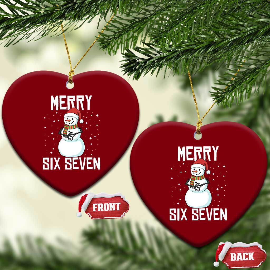 Funny Snowman Merry Six Seven Meme Ceramic Ornament Christmas Trending 67 Gift TS12 Print Your Wear