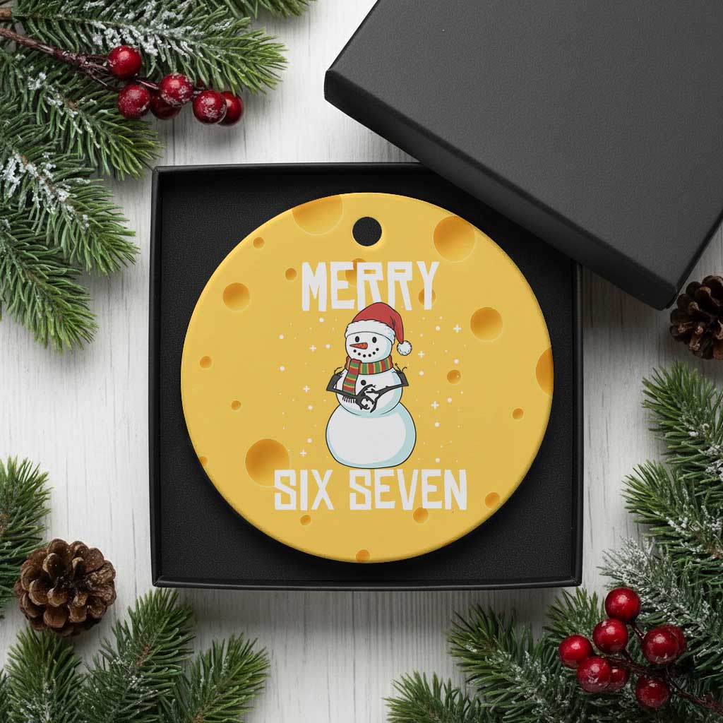 Funny Snowman Merry Six Seven Meme Ceramic Ornament Christmas Trending 67 Gift TS12 1pc Yellow Cheese Print Your Wear