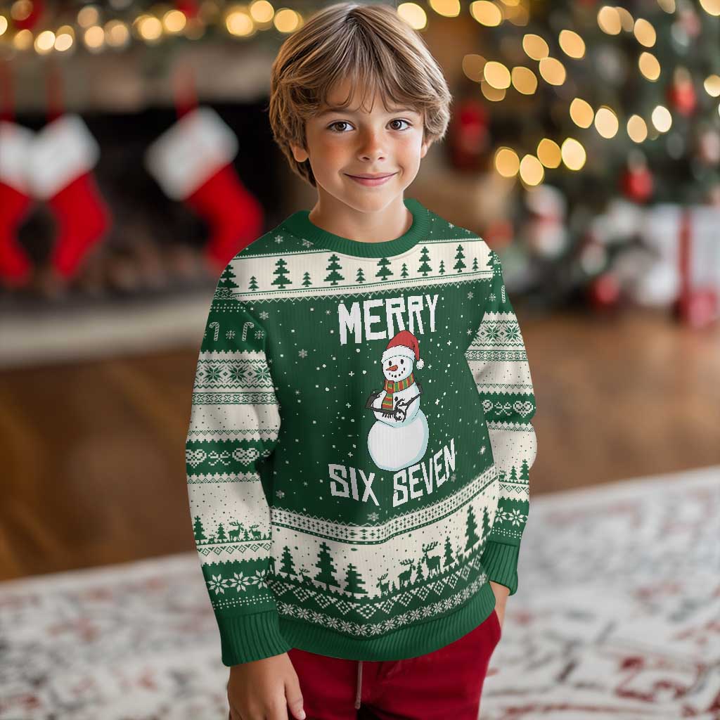 Funny Snowman Merry Six Seven Meme Ugly Christmas Sweater Xmas Trending 67 Gift TS12 Forest Green Beige Print Your Wear