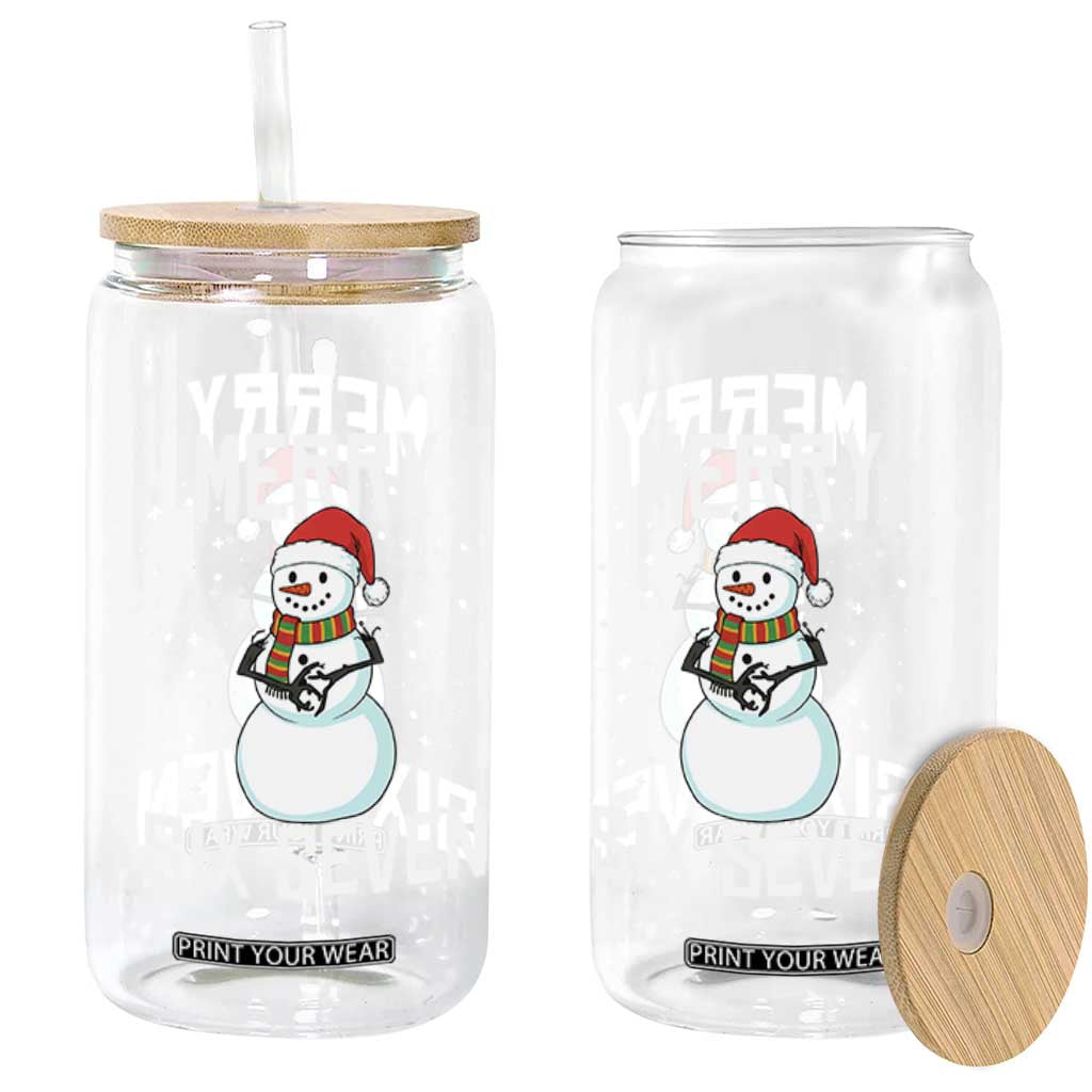 Funny Snowman Merry Six Seven Meme Glass Can Christmas Trending 67 Gift TS12 Print Your Wear