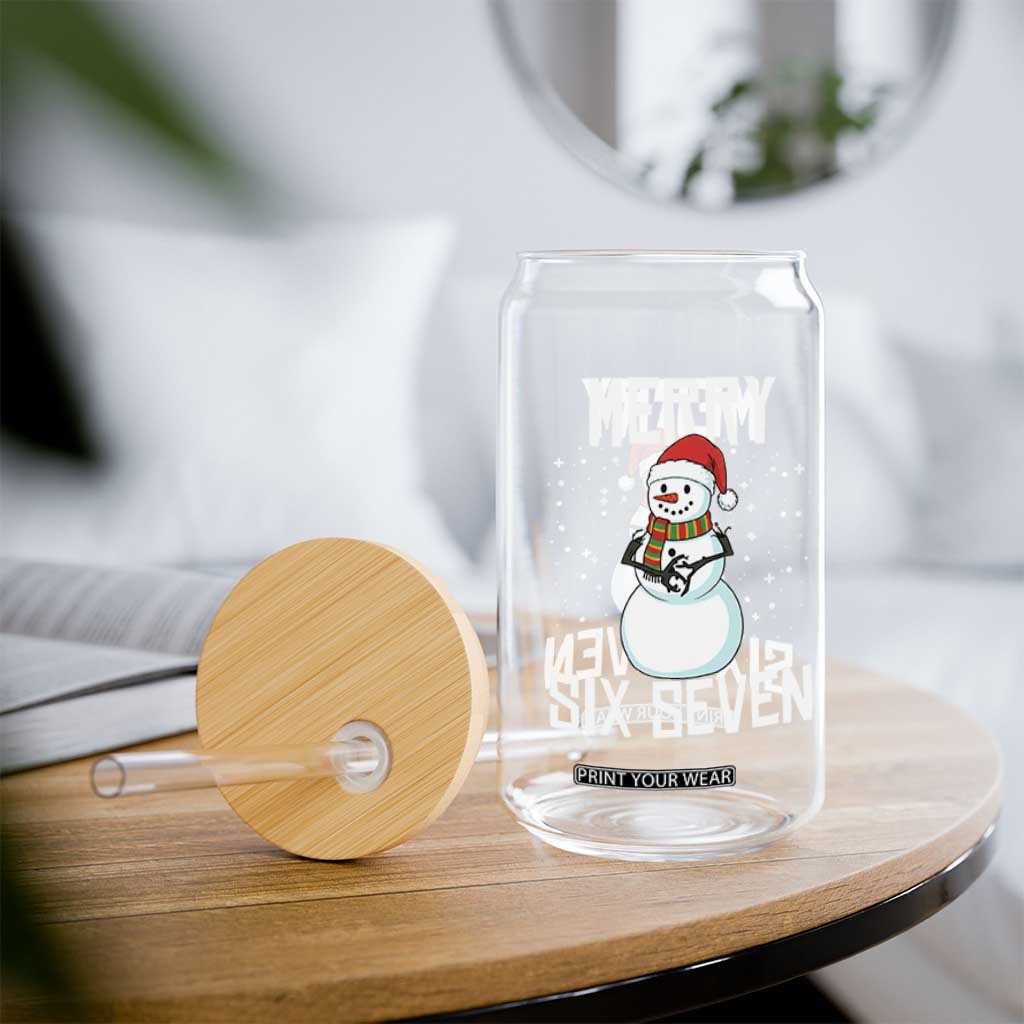Funny Snowman Merry Six Seven Meme Glass Can Christmas Trending 67 Gift TS12 Print Your Wear