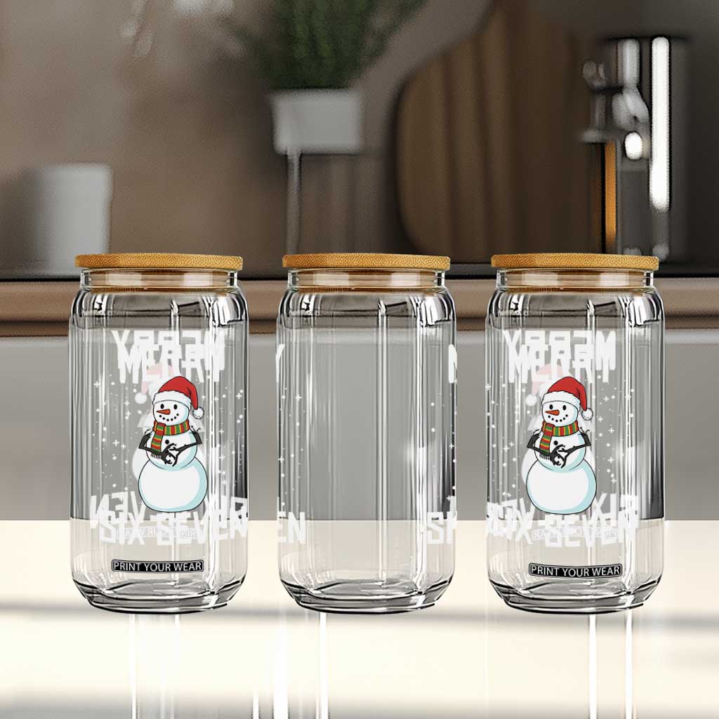 Funny Snowman Merry Six Seven Meme Glass Can Christmas Trending 67 Gift TS12 Print Your Wear