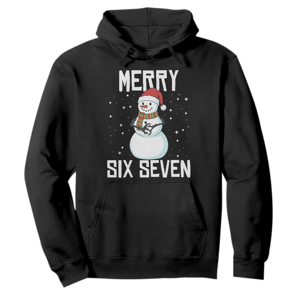 Funny Snowman Merry Six Seven Meme Hoodie Christmas Trending 67 Gift TS12 Black Print Your Wear