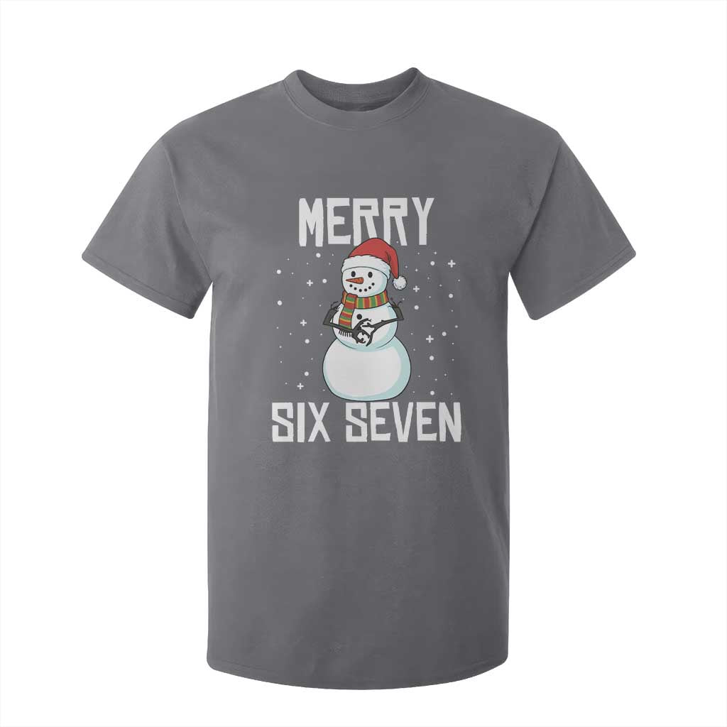 Funny Snowman Merry Six Seven Meme T Shirt For Kid Christmas Trending 67 Gift TS12 Charcoal Print Your Wear