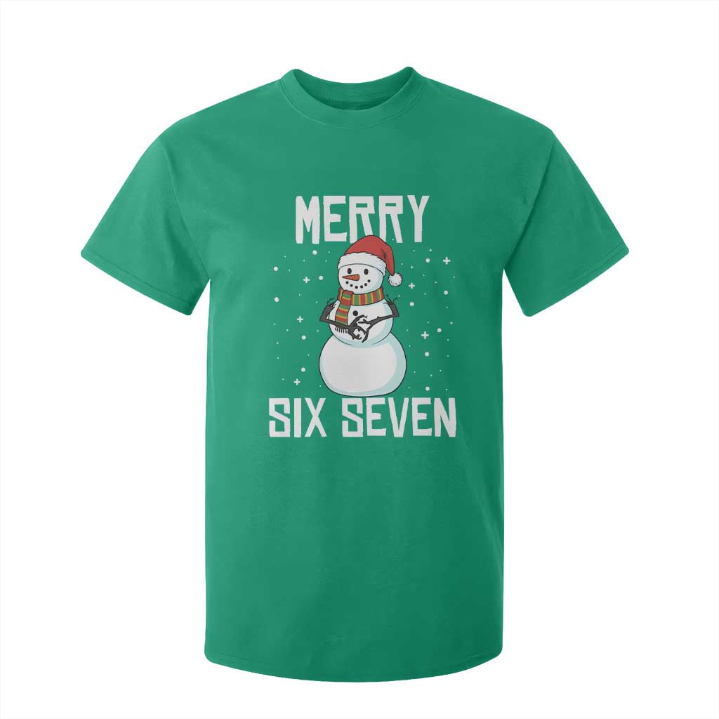 Funny Snowman Merry Six Seven Meme T Shirt For Kid Christmas Trending 67 Gift TS12 Irish Green Print Your Wear