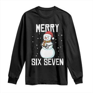 Funny Snowman Merry Six Seven Meme Long Sleeve Shirt Christmas Trending 67 Gift TS12 Black Print Your Wear