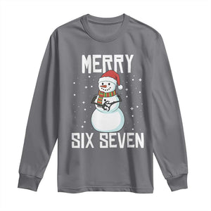 Funny Snowman Merry Six Seven Meme Long Sleeve Shirt Christmas Trending 67 Gift TS12 Charcoal Print Your Wear