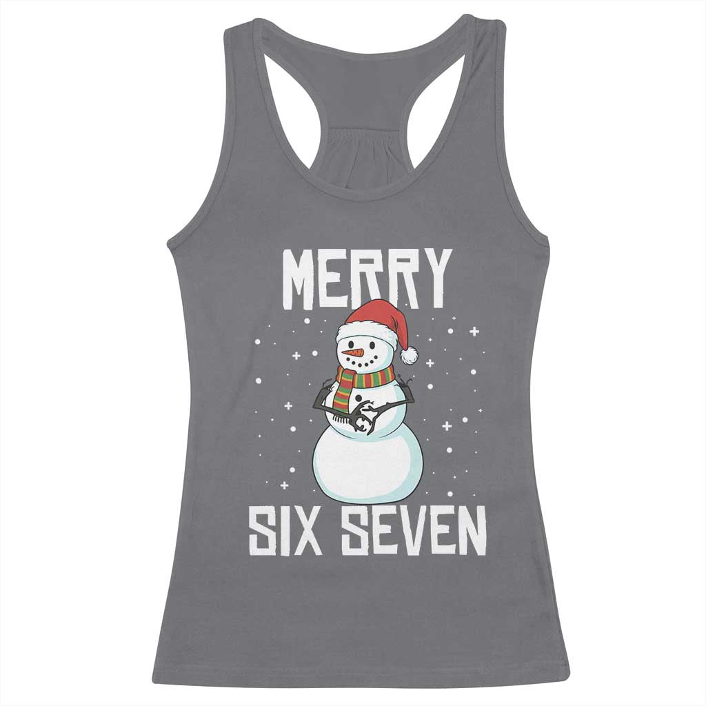 Funny Snowman Merry Six Seven Meme Racerback Tank Top Christmas Trending 67 Gift TS12 Charcoal Print Your Wear