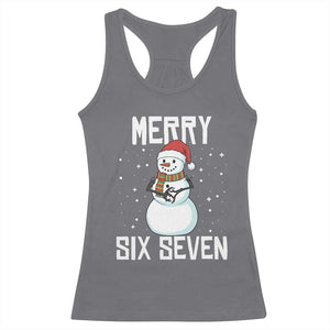 Funny Snowman Merry Six Seven Meme Racerback Tank Top Christmas Trending 67 Gift TS12 Charcoal Print Your Wear