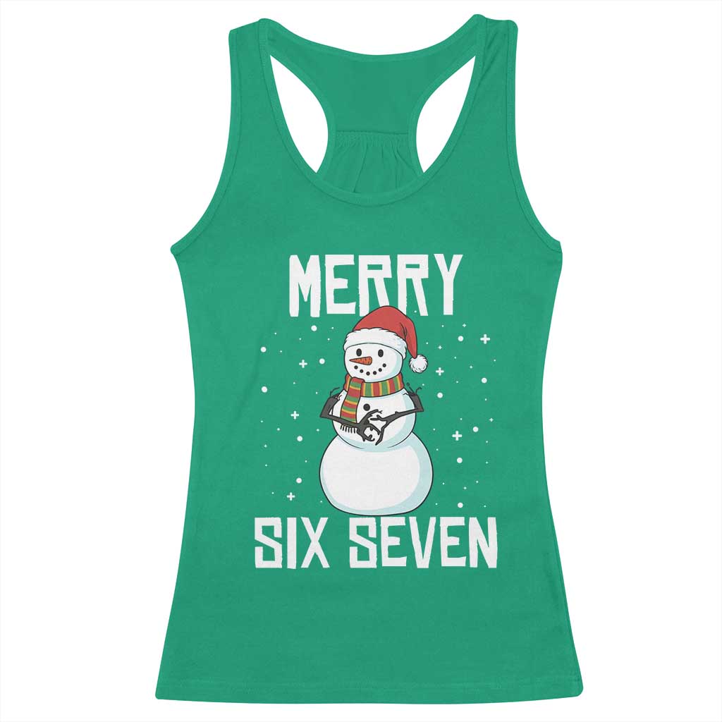 Funny Snowman Merry Six Seven Meme Racerback Tank Top Christmas Trending 67 Gift TS12 Irish Green Print Your Wear