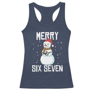 Funny Snowman Merry Six Seven Meme Racerback Tank Top Christmas Trending 67 Gift TS12 Navy Print Your Wear