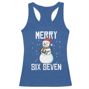 Funny Snowman Merry Six Seven Meme Racerback Tank Top Christmas Trending 67 Gift TS12 Royal Blue Print Your Wear