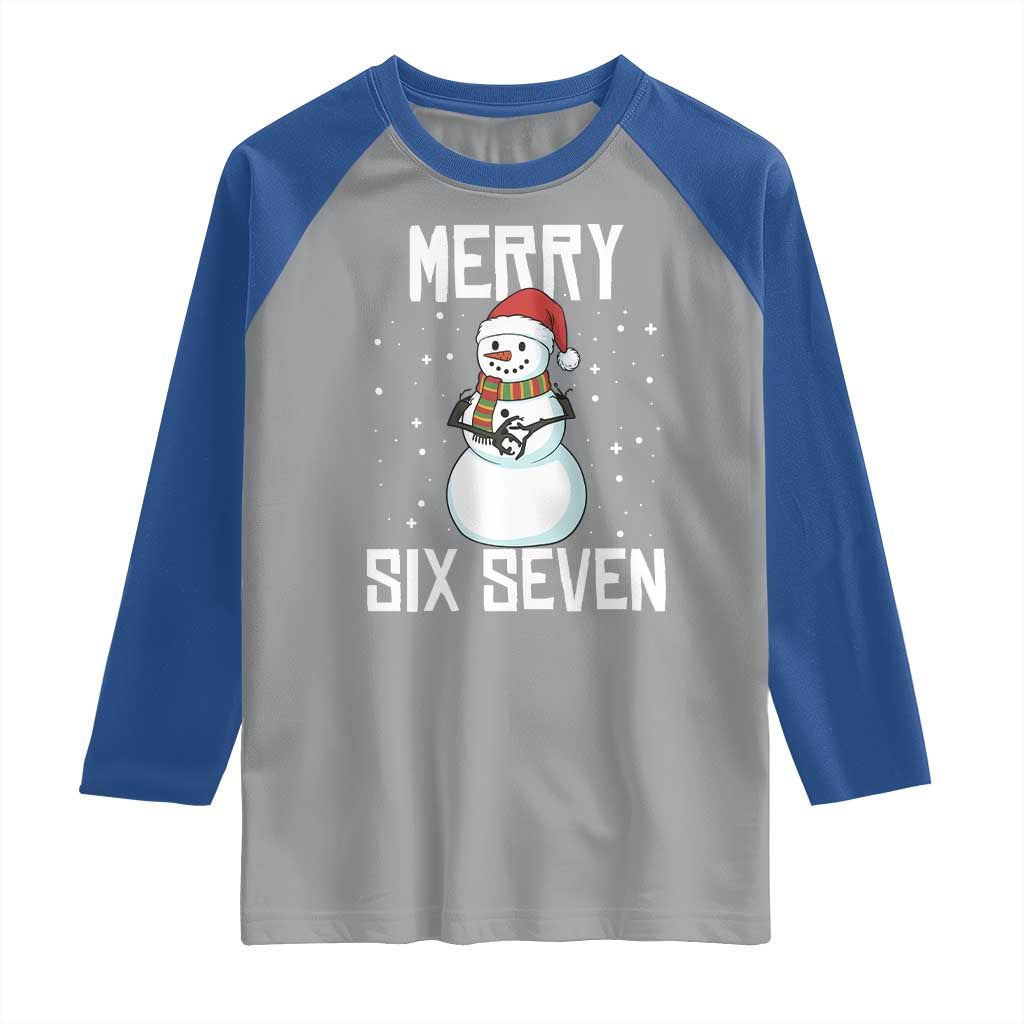 Funny Snowman Merry Six Seven Meme Raglan Shirt Christmas Trending 67 Gift TS12 Sport Gray Royal Print Your Wear