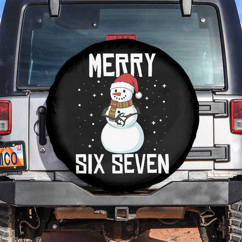 Funny Snowman Merry Six Seven Meme Spare Tire Cover Christmas Trending 67 Gift TS12 No hole Black Print Your Wear