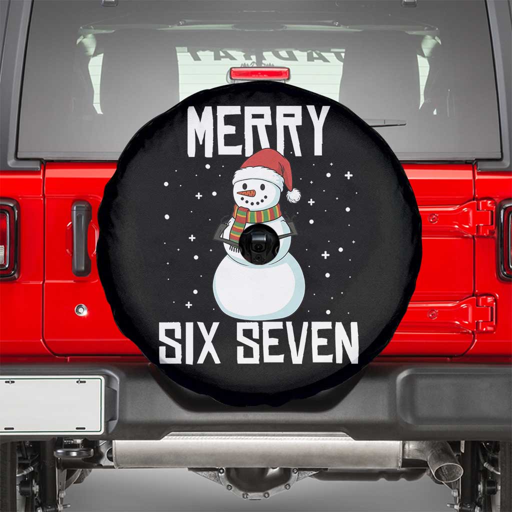 Funny Snowman Merry Six Seven Meme Spare Tire Cover Christmas Trending 67 Gift TS12 Black Print Your Wear