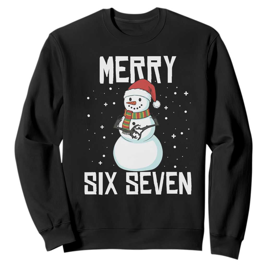 Funny Snowman Merry Six Seven Meme Sweatshirt Christmas Trending 67 Gift TS12 Black Print Your Wear