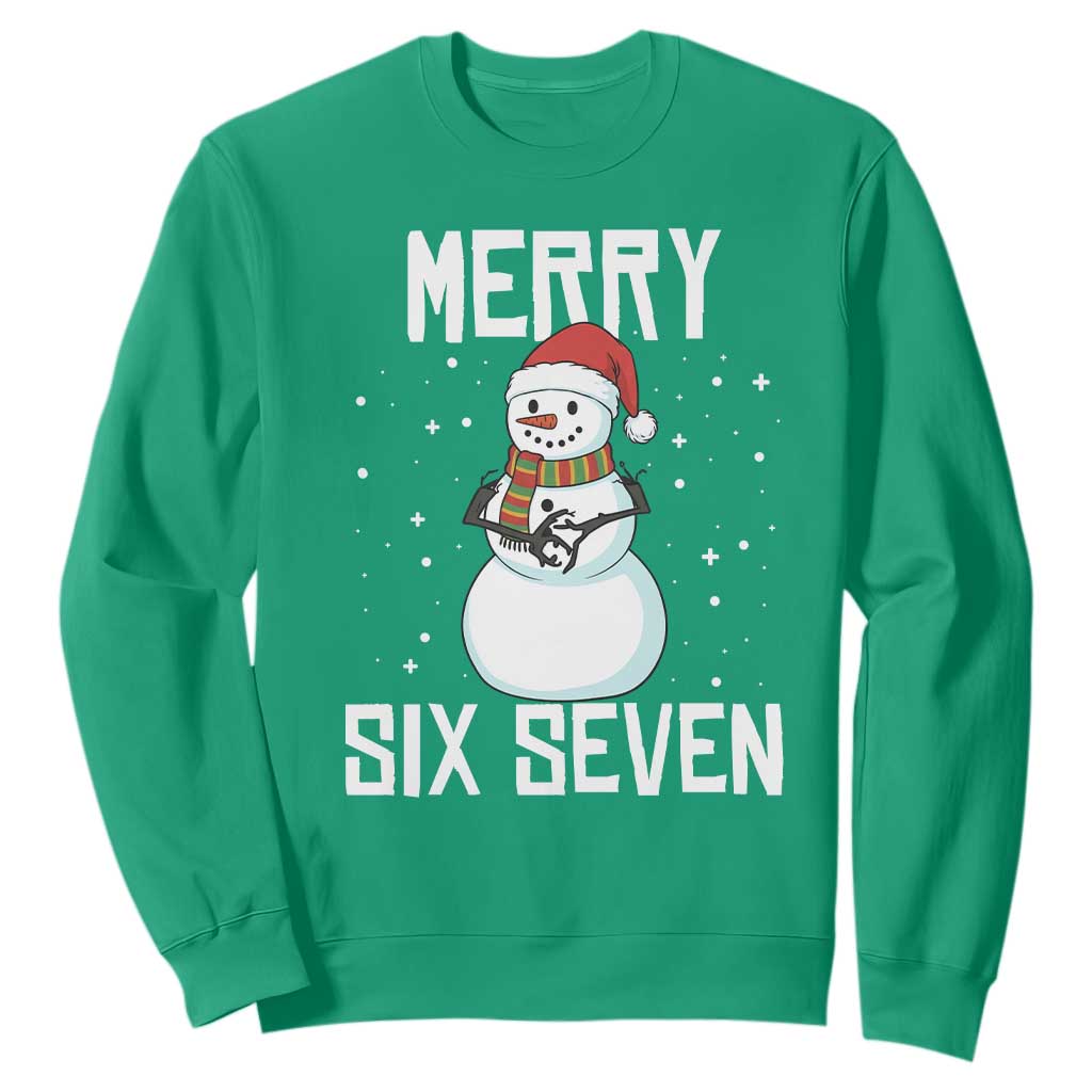 Funny Snowman Merry Six Seven Meme Sweatshirt Christmas Trending 67 Gift TS12 Irish Green Print Your Wear