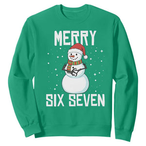 Funny Snowman Merry Six Seven Meme Sweatshirt Christmas Trending 67 Gift TS12 Irish Green Print Your Wear