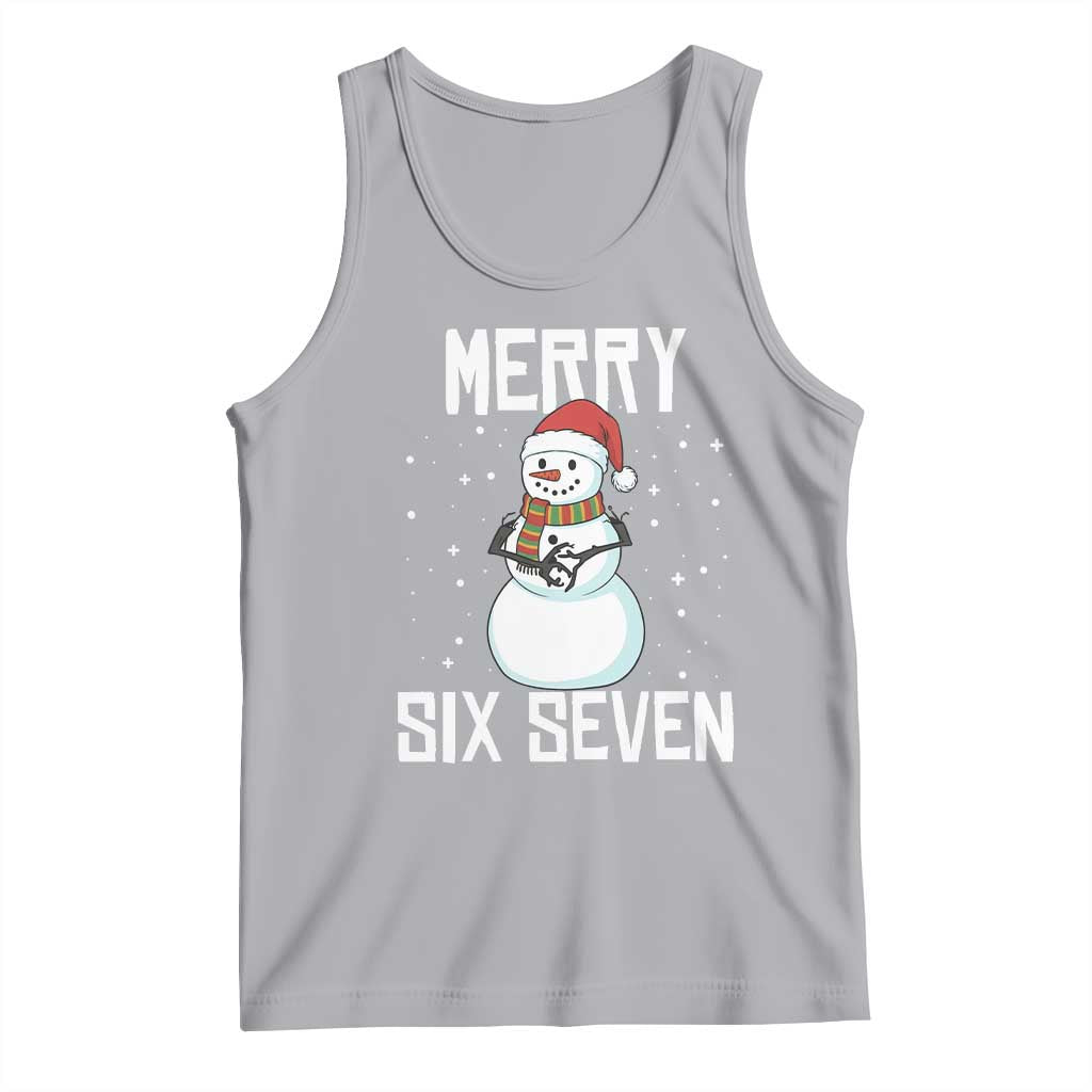 Funny Snowman Merry Six Seven Meme Tank Top Christmas Trending 67 Gift TS12 Athletic Heather Print Your Wear