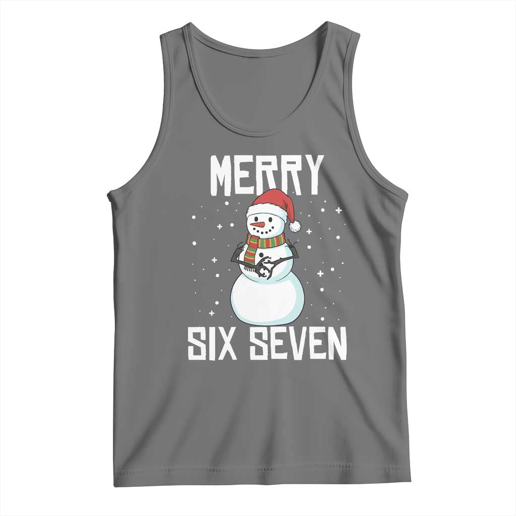 Funny Snowman Merry Six Seven Meme Tank Top Christmas Trending 67 Gift TS12 Black Heather Print Your Wear