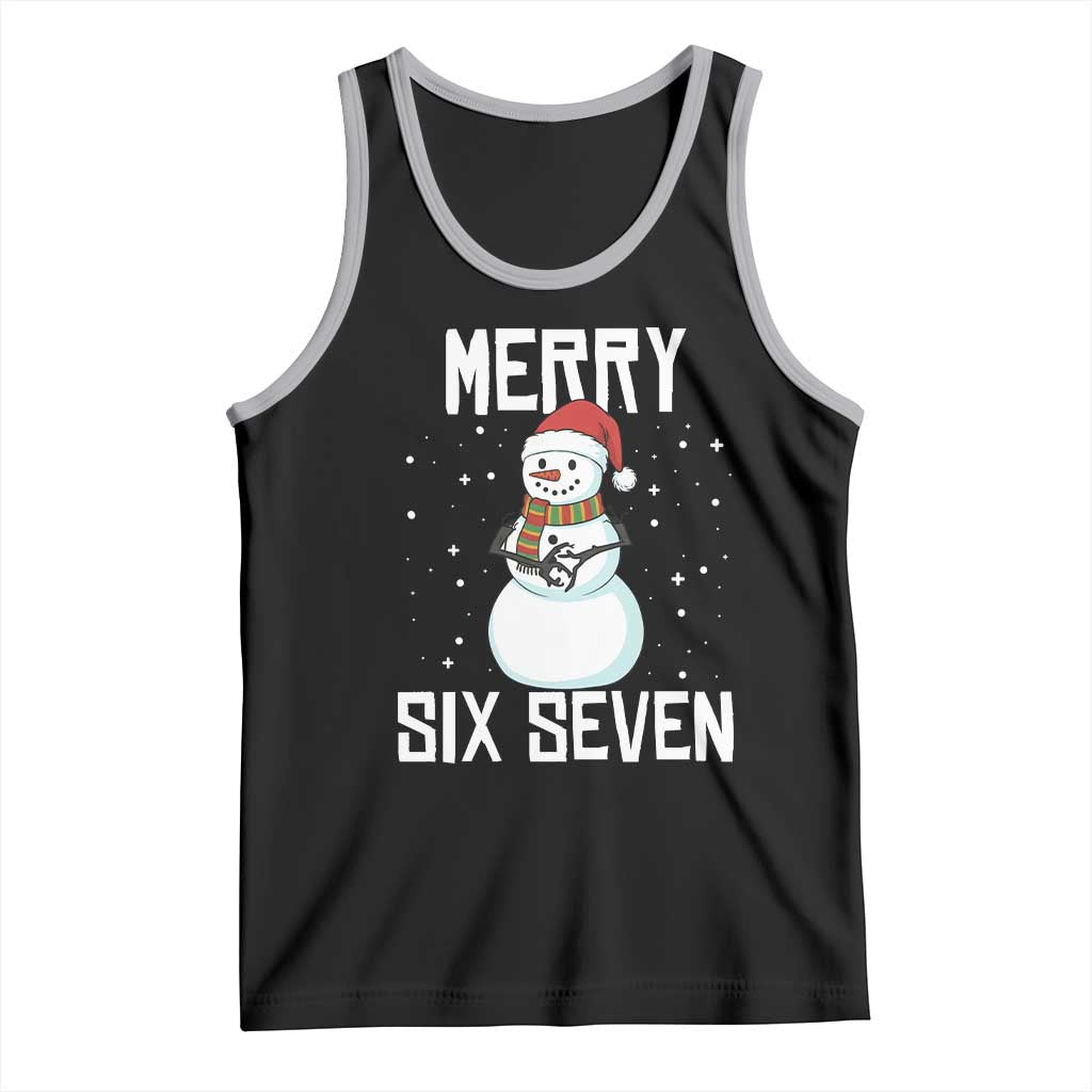 Funny Snowman Merry Six Seven Meme Tank Top Christmas Trending 67 Gift TS12 Black Athletic Heather Print Your Wear
