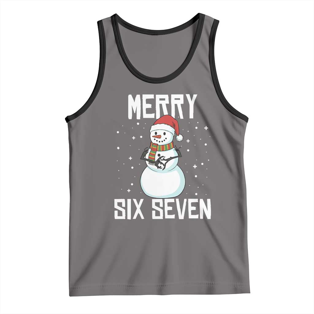 Funny Snowman Merry Six Seven Meme Tank Top Christmas Trending 67 Gift TS12 Deep Heather Black Print Your Wear