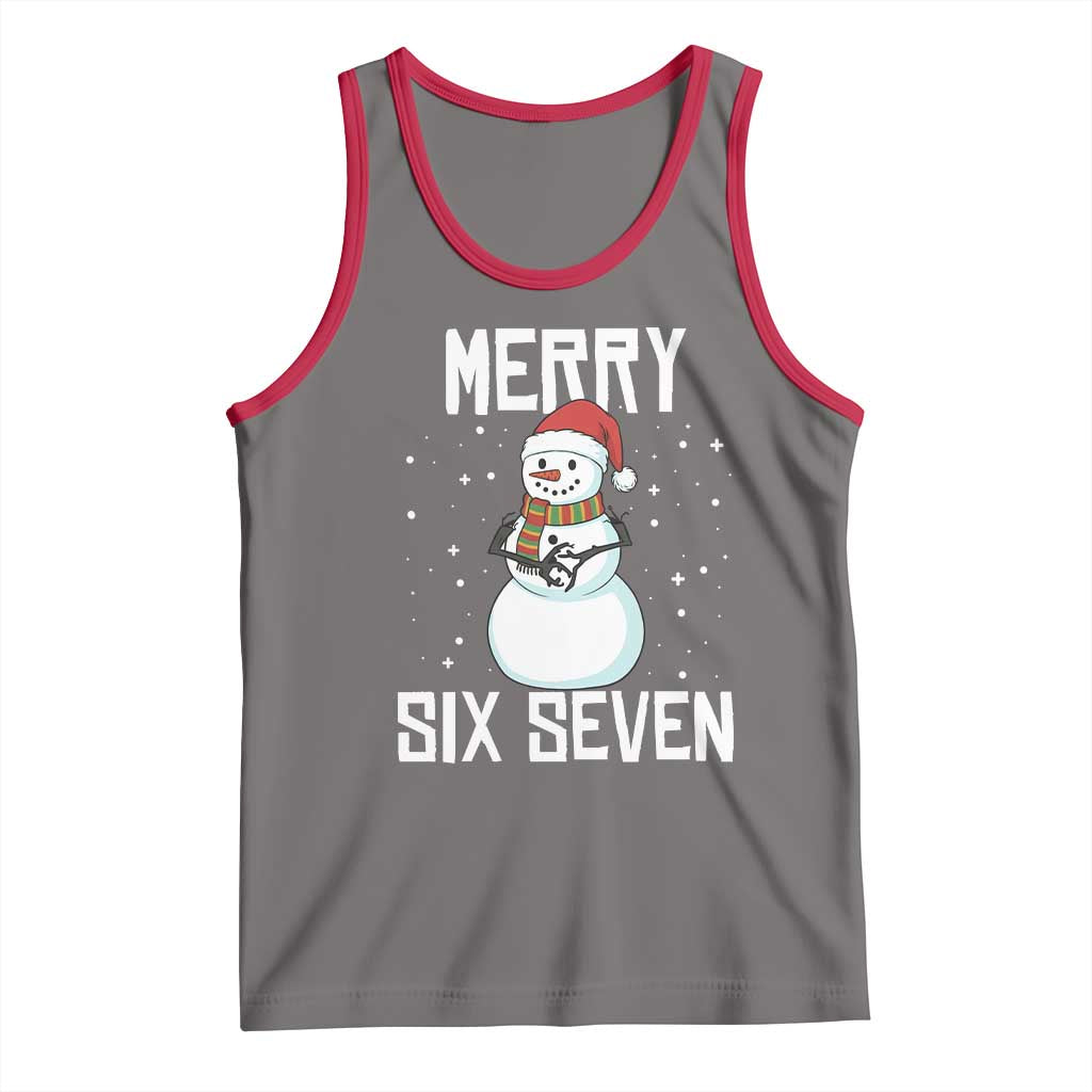 Funny Snowman Merry Six Seven Meme Tank Top Christmas Trending 67 Gift TS12 Deep Heather Red Print Your Wear