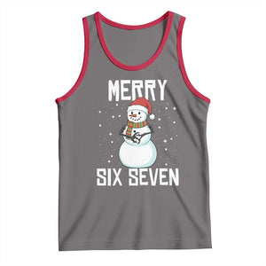 Funny Snowman Merry Six Seven Meme Tank Top Christmas Trending 67 Gift TS12 Deep Heather Red Print Your Wear