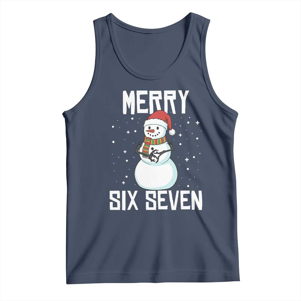 Funny Snowman Merry Six Seven Meme Tank Top Christmas Trending 67 Gift TS12 Navy Print Your Wear