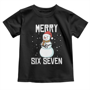 Funny Snowman Merry Six Seven Meme Toddler T Shirt Christmas Trending 67 Gift TS12 Black Print Your Wear
