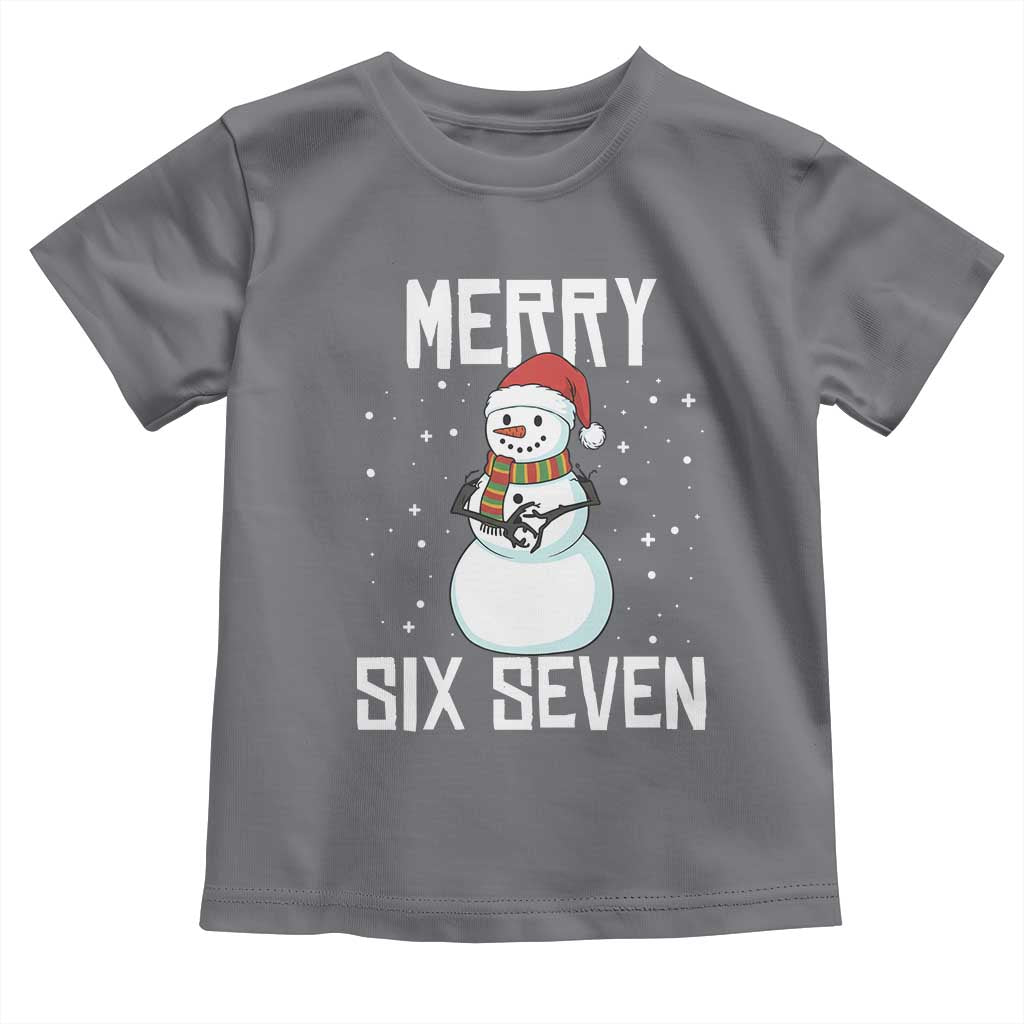 Funny Snowman Merry Six Seven Meme Toddler T Shirt Christmas Trending 67 Gift TS12 Charcoal Print Your Wear