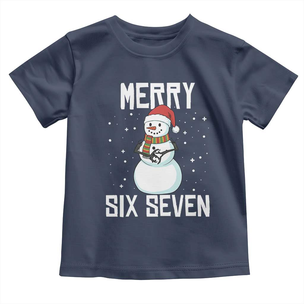 Funny Snowman Merry Six Seven Meme Toddler T Shirt Christmas Trending 67 Gift TS12 Navy Print Your Wear