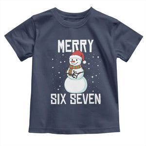 Funny Snowman Merry Six Seven Meme Toddler T Shirt Christmas Trending 67 Gift TS12 Navy Print Your Wear