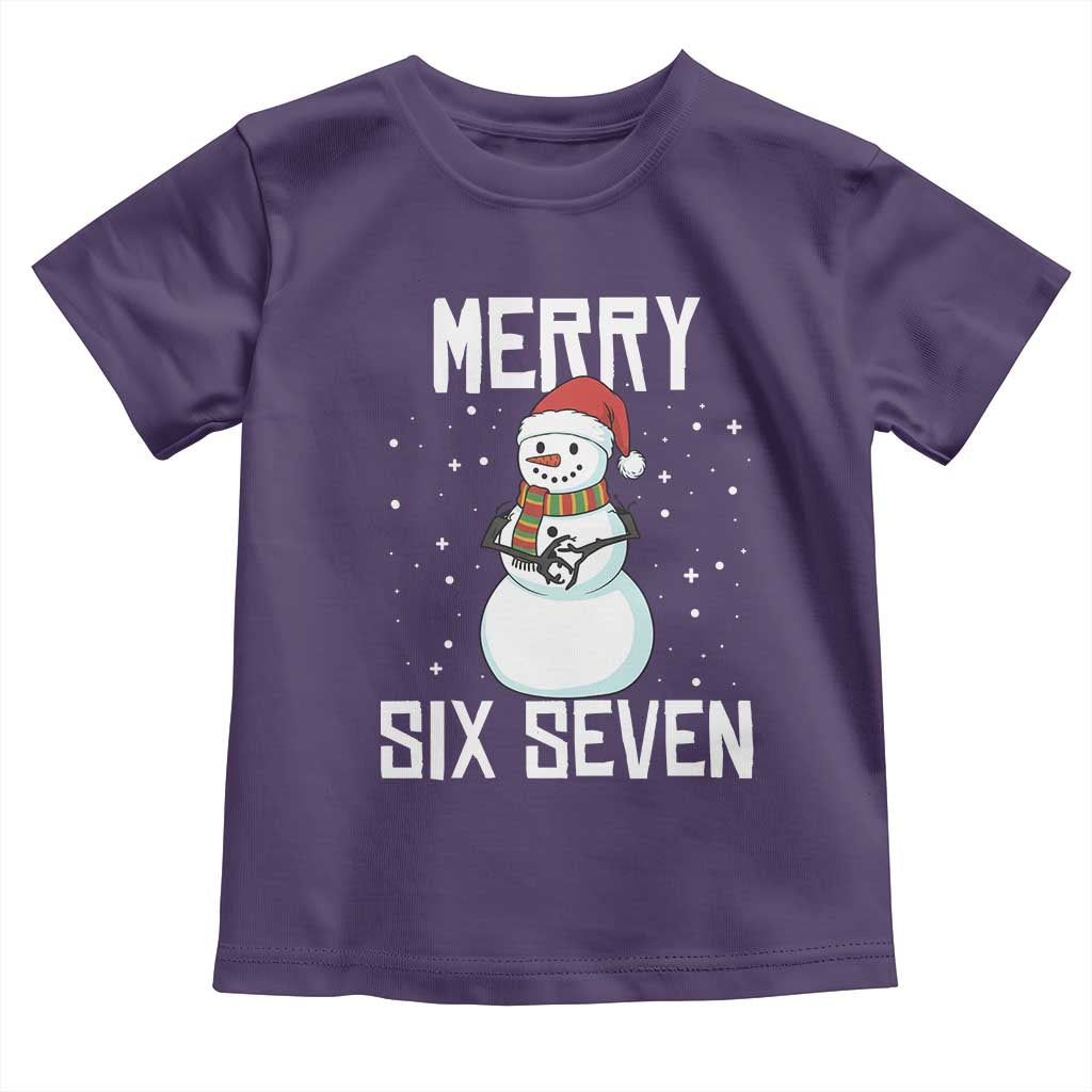 Funny Snowman Merry Six Seven Meme Toddler T Shirt Christmas Trending 67 Gift TS12 Purple Print Your Wear