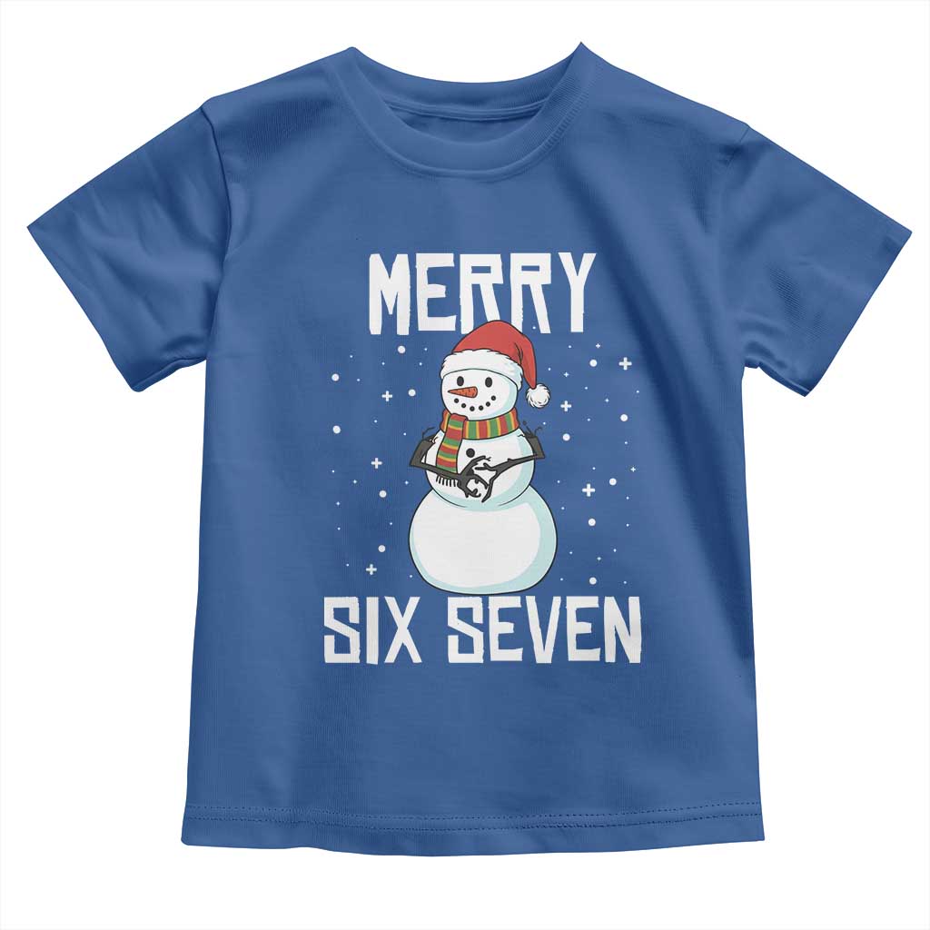 Funny Snowman Merry Six Seven Meme Toddler T Shirt Christmas Trending 67 Gift TS12 Royal Blue Print Your Wear