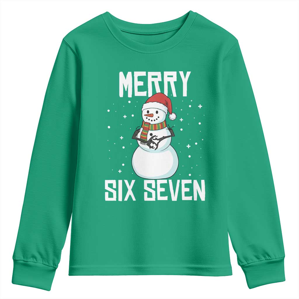 Funny Snowman Merry Six Seven Meme Youth Sweatshirt Christmas Trending 67 Gift TS12 Irish Green Print Your Wear