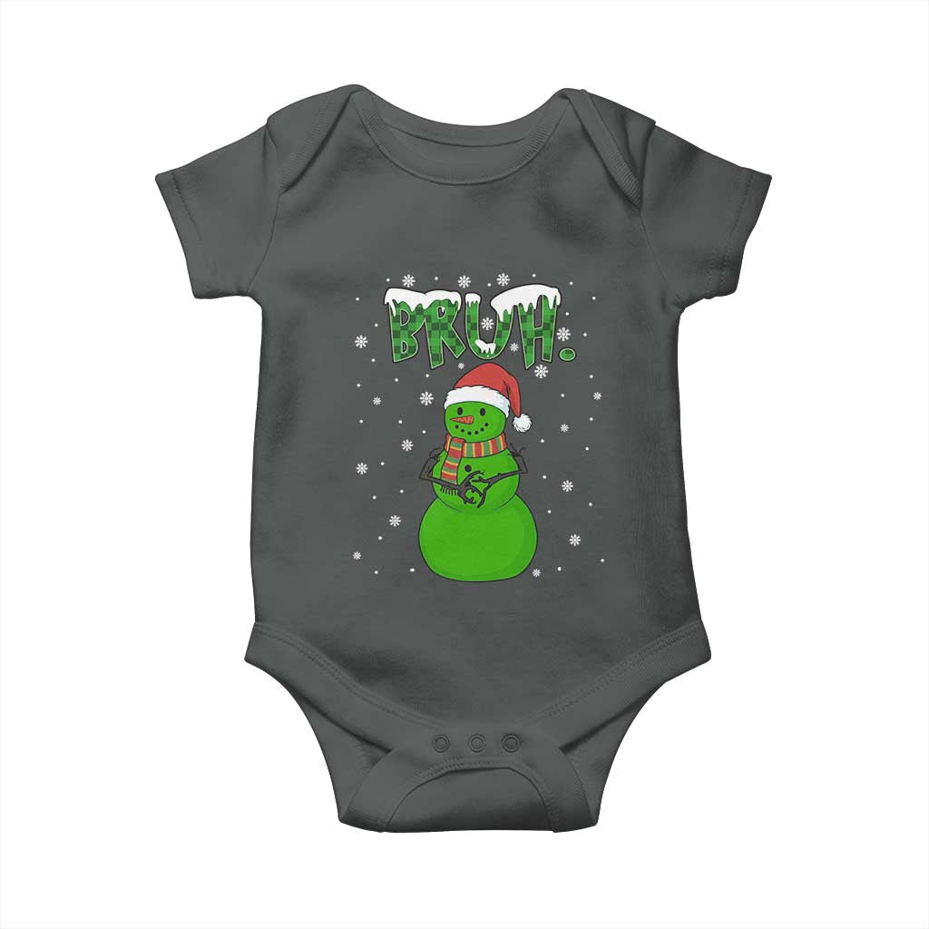 Funny Green Snowman Six Seven Meme Baby Onesie Christmas Gift For Gen Z TS12 Dark Heather Print Your Wear
