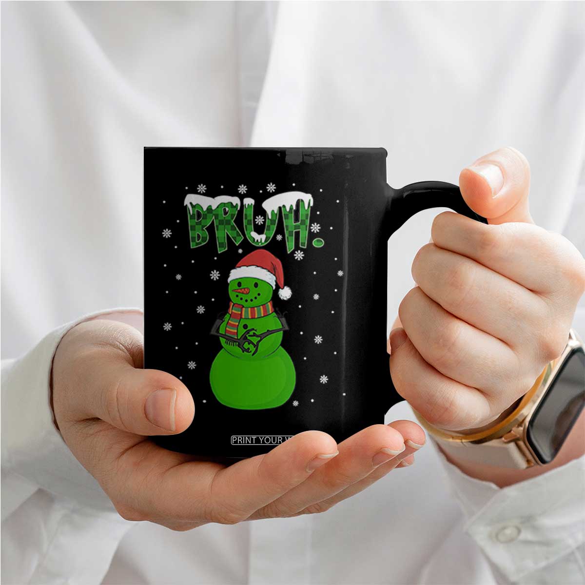Funny Green Snowman Six Seven Meme Coffee Mug Christmas Gift For Gen Z TS12 Print Your Wear