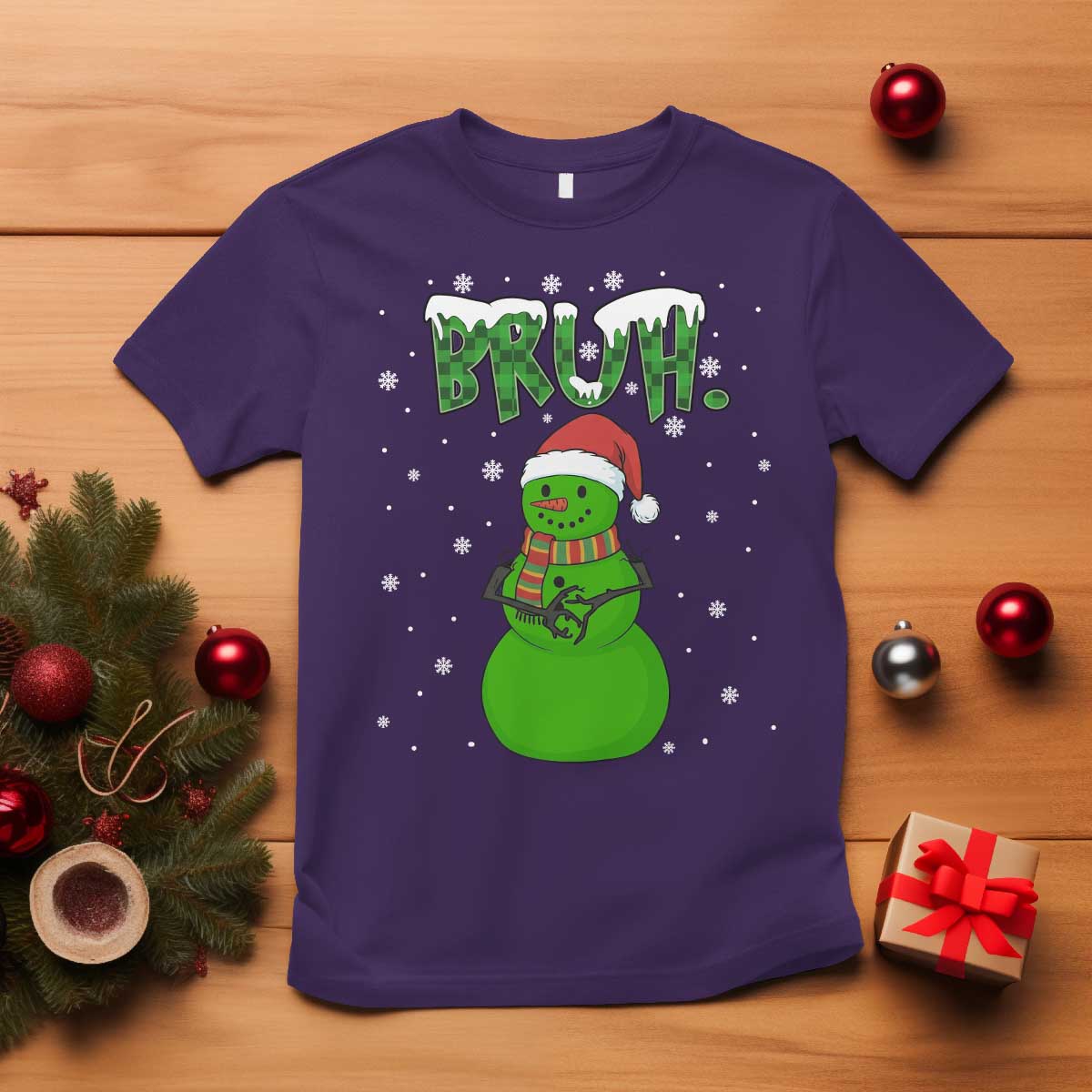 Funny Green Snowman Six Seven Meme T Shirt Christmas Gift For Gen Z TS12 Purple Print Your Wear