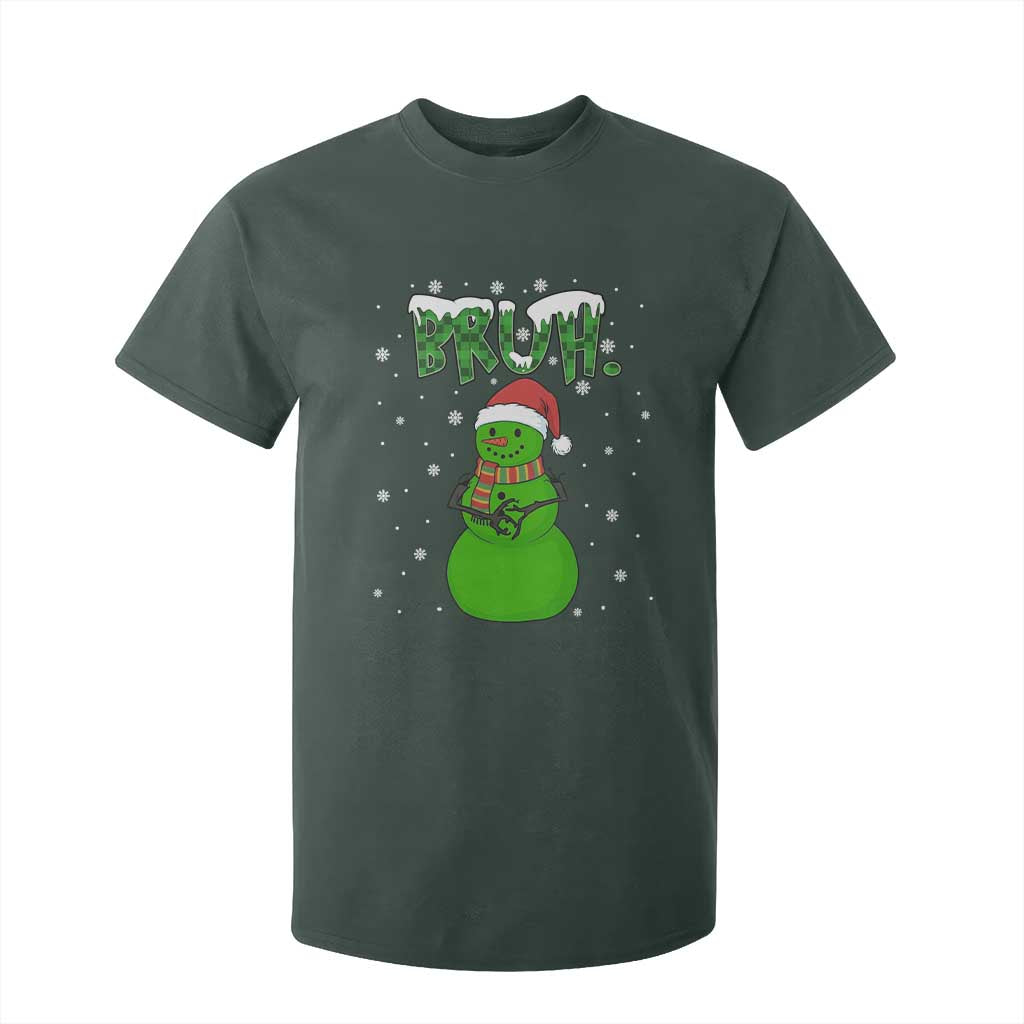 Funny Green Snowman Six Seven Meme T Shirt For Kid Christmas Gift For Gen Z TS12 Dark Forest Green Print Your Wear