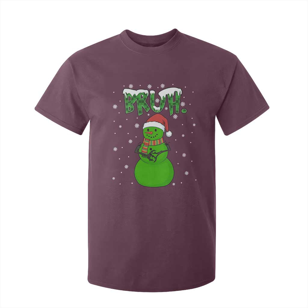 Funny Green Snowman Six Seven Meme T Shirt For Kid Christmas Gift For Gen Z TS12 Maroon Print Your Wear