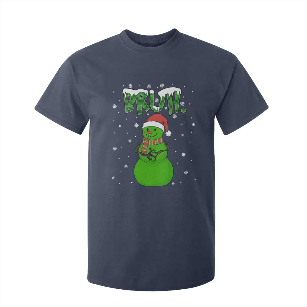 Funny Green Snowman Six Seven Meme T Shirt For Kid Christmas Gift For Gen Z TS12 Navy Print Your Wear