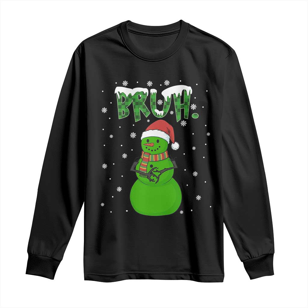 Funny Green Snowman Six Seven Meme Long Sleeve Shirt Christmas Gift For Gen Z TS12 Black Print Your Wear